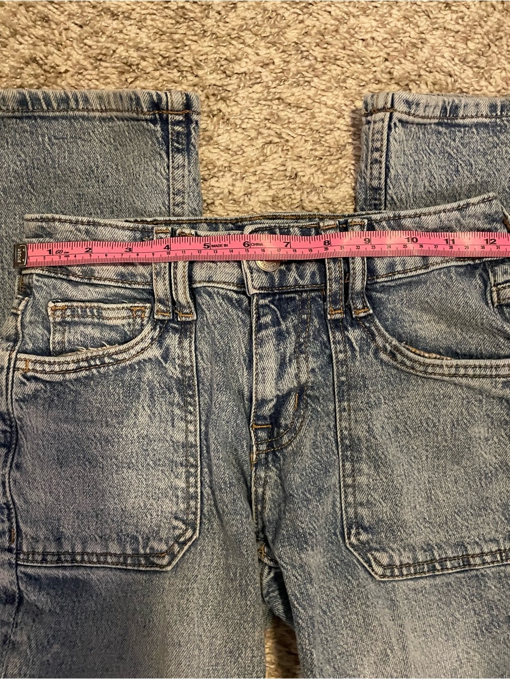 Aeropostale Mid Rise Utility Light Wash Cargo Flare Jeans - 00R - Picture 5 of 9